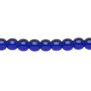 Bead, glass, cobalt blue, 6mm round. Sold per 36-inch strand.