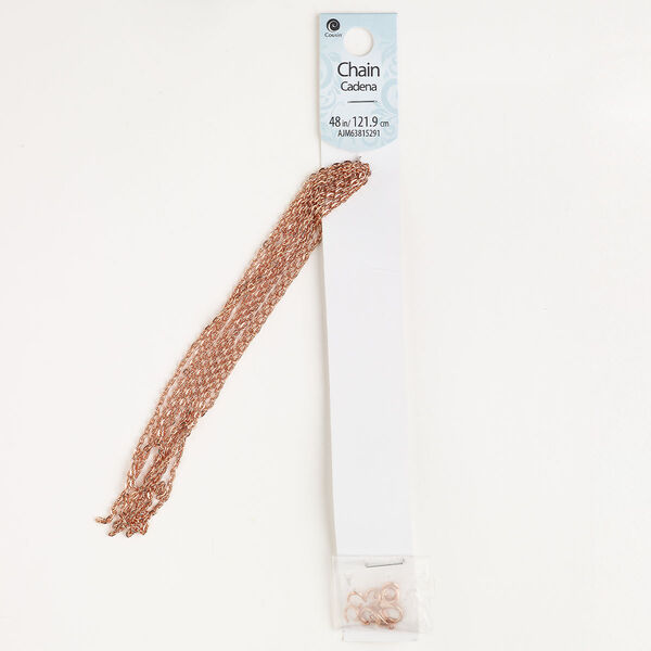Chain and finding assortment, steel, pkg/1, copper finish, assorted sizes and shapes. image number 0