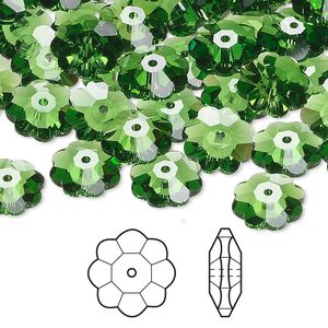 Margarita flower 288pk fern green, Swarovski® 10x3.5mm 3700