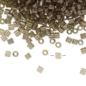 Seed bead, Delica®, glass, pkg/50g, #8 round, translucent gold luster smoky olive (DBL-0123).