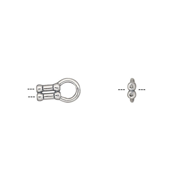Crimp end, JBB Findings, antiqued sterling silver, 11x6mm 2-strand, 0.6mm inside diameter. Sold per pkg of 4. image number 0