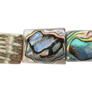 Bead, abalone shell (natural), 20x15mm flat rectangle, Mohs hardness 3-1/2. Sold per 15-1/2" to 16" strand.