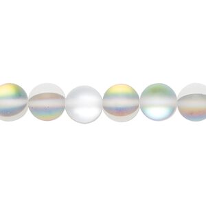 Bead, iridescent glass, translucent matte clear vitrail, 8mm round. Sold per 15-1/2" to 16" strand.