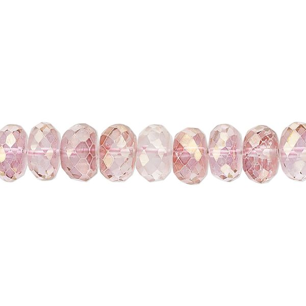 Quartz crystal 1pkg1, hand-cut faceted rondelle bead 7 inch 8x5mm-9x7mm image number 0