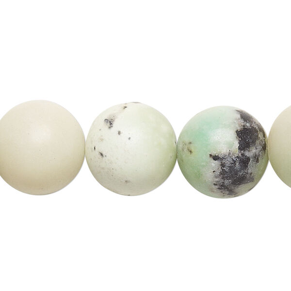 Bead, Chinese "chrysoprase" (serpentine) (natural), 14mm round, C- grade, Mohs hardness 2-1/2 to 6. Sold per 15-inch strand. image number 0