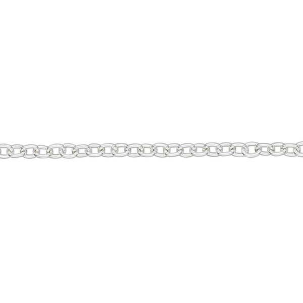 Chain, silver-finished brass, 2.5mm cable. Sold per pkg of 5 feet. image number 0