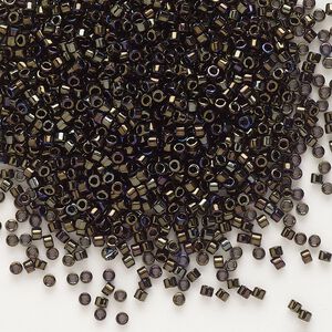 Seed bead, Delica®, glass, pkg/50g, #11 round, opaque metallic iris brown (DB-0007).