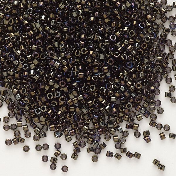 Seed bead, Delica®, glass, pkg/50g, #11 round, opaque metallic iris brown (DB-0007). image number 0