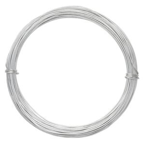 Wire, anodized aluminum, silver, 0.8mm round, 20 gauge. Sold per pkg of 45 feet.