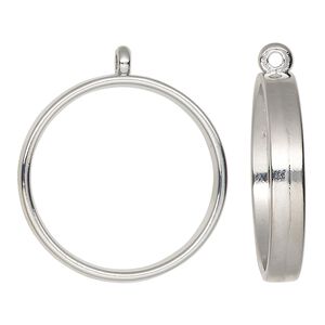 Focal, silver-finished "pewter" (zinc-based alloy), 28mm open round. Sold per pkg of 2.
