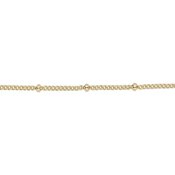 Chain, gold-finished brass, 1.3mm curb and 2x1mm rondelle. Sold per pkg of 5 feet. image number 0