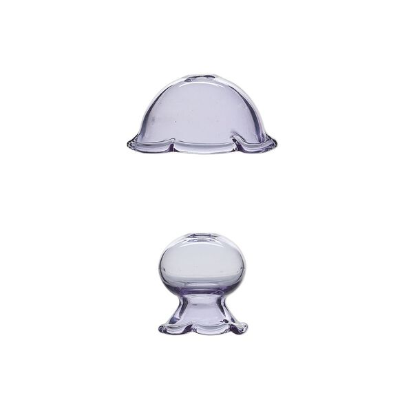 Focal, glass, purple, 34x19mm and 23x21mm jellyfish, handmade. Sold per 2-piece set. image number 0