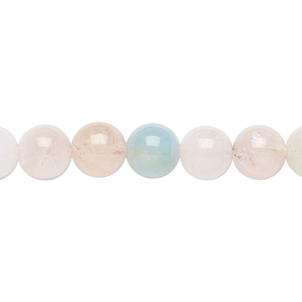 Bead, beryl (heated), multicolored, 8mm round, B grade, Mohs hardness 7-1/2 to 8. Sold per 15-1/2" to 16" strand. image number 0