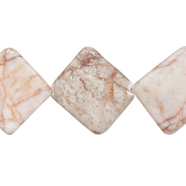 Redline marble 1pkg1, flat diamond bead natural, 15 inch 26-28mm image number 0