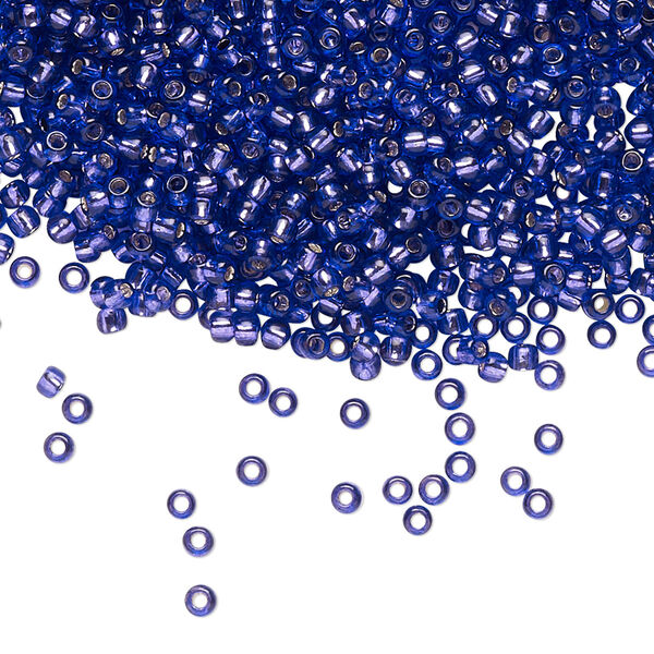 Seed bead, TOHO BEADS®, glass, pkg/250g, #11 round, transparent silver-lined purple (TR-11-2224). image number 0