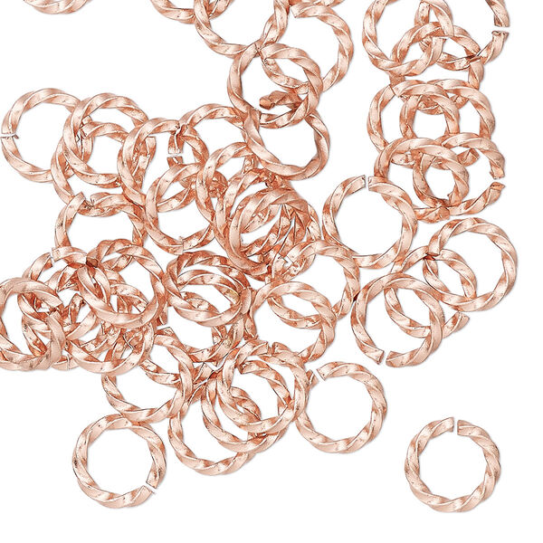 Jump ring, copper, 8mm hand-cut twisted round, 5.4mm inside diameter, 16 gauge. Sold per pkg of 50. image number 0