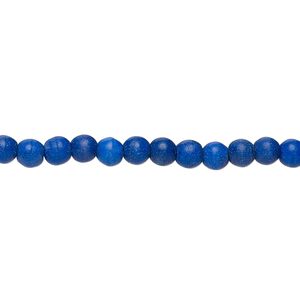 Bead, "turquoise" (resin) (imitation), lapis blue, 3-4mm round. Sold per 15-inch strand.