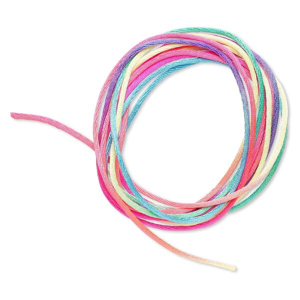 Cord, Satinique™, satin, confetti, 1.5mm small. Sold per pkg of 10 feet. image number 0