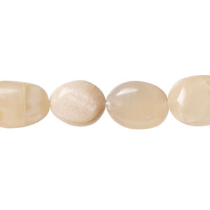 Peach moonstone 1pkg1, hand-cut nugget bead natural, 13 inch small to medium / light
