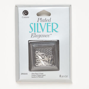 Clasp S-hook 1pkg8 silver-plated, 12x5mm, brass 1-strand