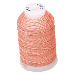 Thread, Purely Silk™, 3-ply, tangerine, size FFF. Sold per 92-yard spool.