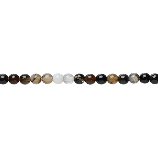Bead, black agate (dyed), 3mm round, B grade, Mohs hardness 6-1/2 to 7. Sold per 15-1/2" to 16" strand. image number 0