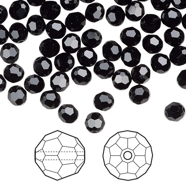 Bead 144pk jet, Crystal Passions® 5mm round 5000 image number 0