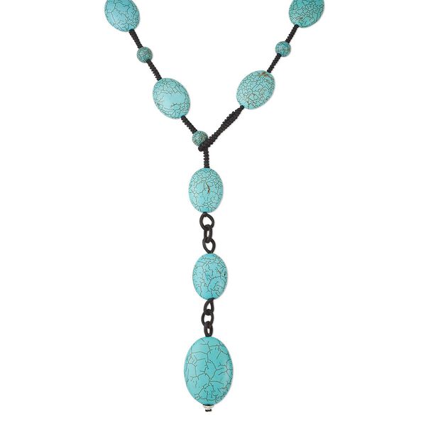 Magnesite / glass / nylon 1pkg1, oval necklace 30 inch image number 0