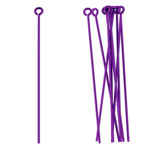 Eye pin, niobium, purple, 1-3/4 inches, 21 gauge. Sold per pkg of 10.