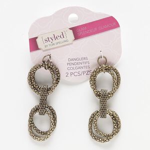 Focal, antiqued brass-finished steel, 64x25mm with links. Sold per pkg of 2.