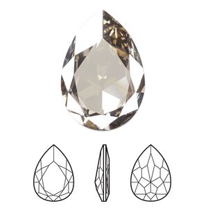 Fancy stone 24pk crystal silver shade foil back, Swarovski® 30x20mm pear 4327