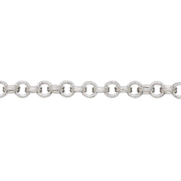 Chain, silver-plated brass, 4mm double round cable. Sold per 50-foot spool. image number 0
