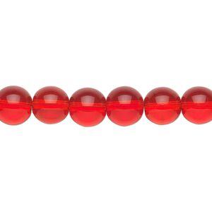 Bead, glass, light red, 8mm round. Sold per 36-inch strand.