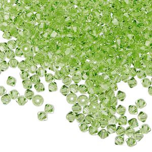Bead 144pk peridot, Preciosa Czech crystal 3mm bicone