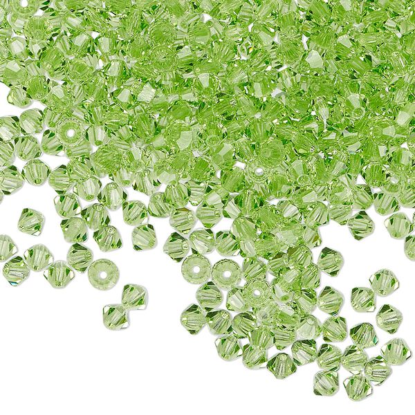 Bead 144pk peridot, Preciosa Czech crystal 3mm bicone image number 0