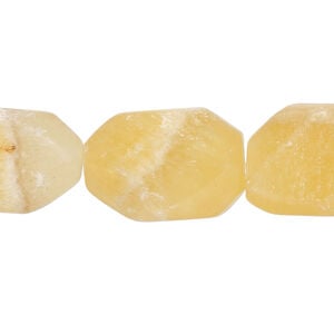 Yellow calcite 1pkg1, faceted flat nugget bead natural, 15 inch medium