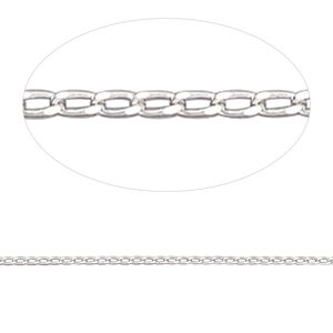 Chain 1pkg1 sterling silver curb, 1mm, Gossamer™ 5 foot unfinished
