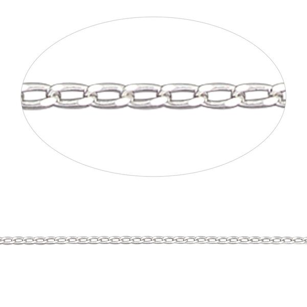 Chain, Gossamer™, sterling silver, 1mm oval curb. Sold per pkg of 5 feet. image number 0