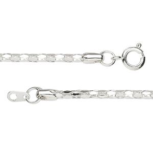 Chain 1pkg10 silver-plated diamond, 2.4mm / springring clasp, steel 30 inch