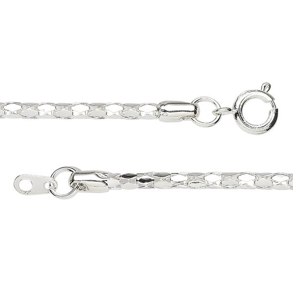 Chain, silver-plated steel, 2.4mm diamond, 30 inches with springring clasp. Sold per pkg of 10. image number 0