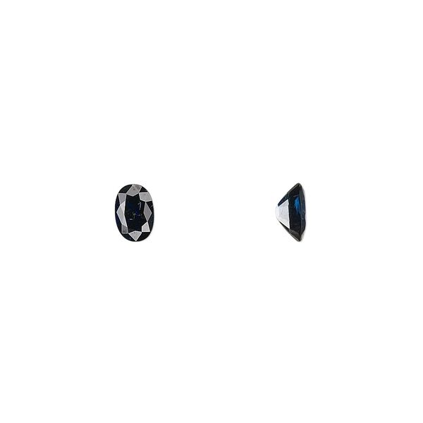 Blue sapphire 1pkg1, hand-cut faceted oval gem 6x4mm image number 0