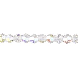 Bead 1pk transparent clear AB, Celestial Crystal® 6mm bicone 15.5-16 inch