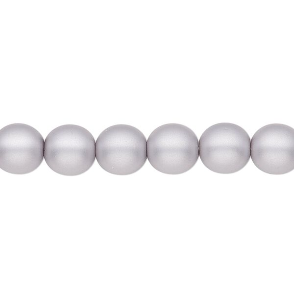 Bead, Czech pearl-coated glass druk, opaque matte light grey, 8mm round. Sold per 15-1/2" to 16" strand. image number 0