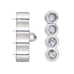 Cord end, glue-in, silver-finished "pewter" (zinc-based alloy), 29.5x8mm 4-strand barrel, 5.5mm inside diameter. Sold per pkg of 2.