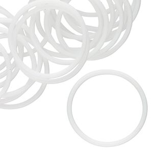 Component, Oh! Ring™, silicone, white, 25mm round. Sold per pkg of 50.