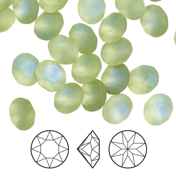 Chaton 48pk peridot frost foil back, Crystal Passions® 8.16-8.41mm round SS39 1088 image number 0