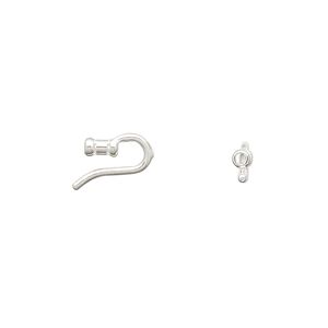 Clasp hook 1pkg10, sterling silver 9x2.5mm tube / crimp end / fits 1mm cord, JBB Findings 1-strand