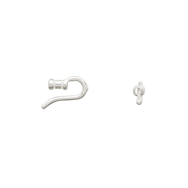 Clasp hook 1pkg10, sterling silver 9x2.5mm tube / crimp end / fits 1mm cord, JBB Findings 1-strand image number 0
