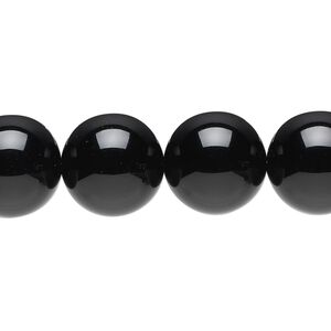 Black onyx 1pkg1, round bead 15.5-16 inch 14mm