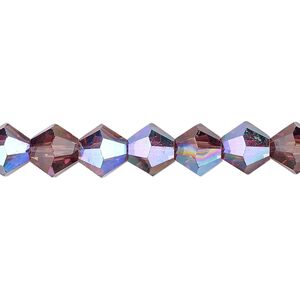 Bead 1pk transparent medium purple AB, Celestial Crystal® 8mm bicone 15.5-16 inch